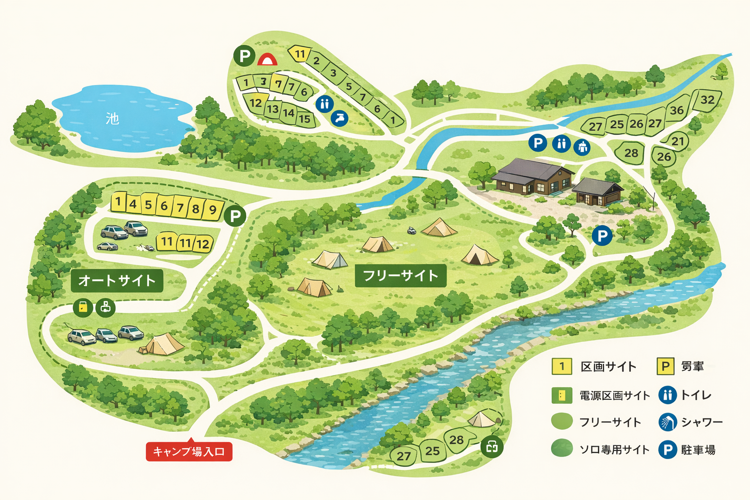 月見野キャンプ場の地図